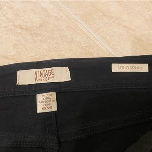 Women’s Vintage America Jeans. Black Boho Skinny. Sz 6R / 28.